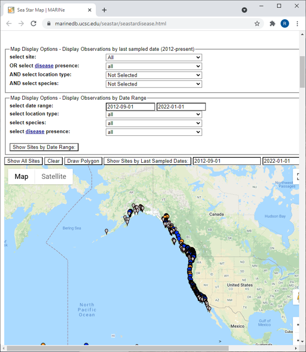 sea star wasting syndrome map